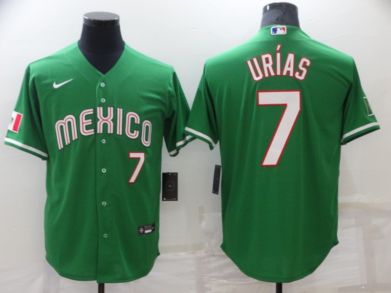 Men's Los Angeles Dodgers #7 Julio Urias Green Mexico Stitched Baseball Jersey Men's Los Angeles Dodgers #7 Julio Urias Green Mexico Stitched Baseball Jersey